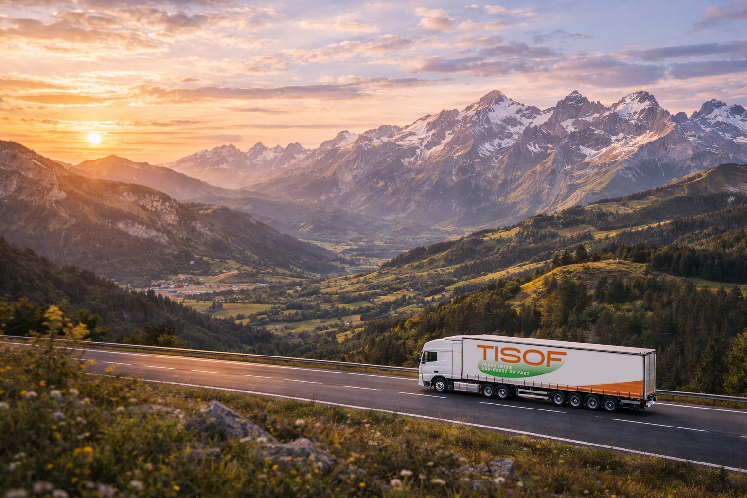Camion TISOF sur route en montagne